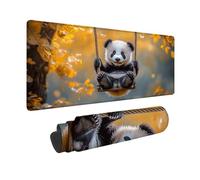 Desk Mat Large 60x32x0.12inch, Yellow Gaming Mouse Pad Panda Desk Mat with 3MM Stitched Edges, Non-Slip Rubber Base Mousepad Desk Decor for PC, Laptop, Gaming, Office and Home, Gifts -hjw2601XM
