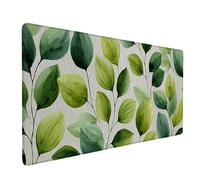 Desk Mat Large 800x300mm, Green Gaming Mouse Pad Leaves Desk Mat with 3MM Stitched Edges, Non-Slip Rubber Base Mousepad Home Decor for PC, Laptop, Gaming, Office and Home, Gifts for Women -bby2509H6