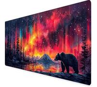 Desk Mat Large 800x300mm, Red Gaming Mouse Pad Bear Desk Mat with 3MM Stitched Edges, Non-Slip Rubber Base Mousepad Office Decor for PC, Laptop, Gaming, Office and Home, Gifts for Women -yym2509IO