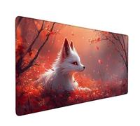 Desk Mat Large 800x300mm, Red Gaming Mouse Pad Fox Desk Mat with 3MM Stitched Edges, Non-Slip Rubber Base Mousepad Home Decor for PC, Laptop, Gaming, Office and Home, Gifts for Women -bby2509OU
