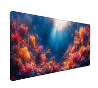 Desk Mat Large 800x300mm, Sea Gaming Mouse Pad Fish Desk Mat with 3MM Stitched Edges, Non-Slip Rubber Base Mousepad Desk Decor for PC, Laptop, Gaming, Office and Home, Gifts for Women -lsy2603JG