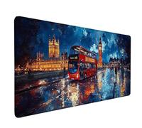 Desk Mat Large 800x300x3 mm, London Gaming Mouse Pad Blue Desk Mat with 3MM Stitched Edges, Non-Slip Rubber Base Mousepad Desk Decor for PC, Laptop, Gaming, Office and Home, Gifts for Women -lsy26039Q
