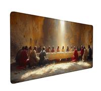 Desk Mat Large 800x300x3 mm, The Last Supper Gaming Mouse Pad Yellow Desk Mat with 3MM Stitched Edges, Non-Slip Rubber Base Mousepad Desk Decor for PC, Gaming, Office and Home, Gifts -lsy2603S0