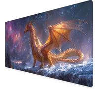 Desk Mat Large 800x300x3 mm, Yellow Gaming Mouse Pad Dragon Desk Mat with 3MM Stitched Edges, Non-Slip Rubber Base Mousepad Office Decor for PC, Laptop, Gaming, Office and Home, Gifts -yym2509I4