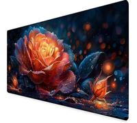 Desk Mat Large 800x300x3 mm, Yellow Gaming Mouse Pad Rose Desk Mat with 3MM Stitched Edges, Non-Slip Rubber Base Mousepad Office Decor for PC, Laptop, Gaming, Office and Home, Gifts for Women -yym09H2