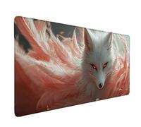Desk Mat Large 800x300x3mm, Fox Gaming Mouse Pad Red Desk Mat with 3MM Stitched Edges, Non-Slip Rubber Base Mousepad Desk Decor for PC, Laptop, Gaming, Office and Home, Gifts for Women -lsy2603GT