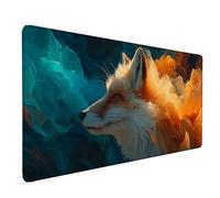 Desk Mat Large 800x300x3mm, Fox Gaming Mouse Pad Yellow Desk Mat with 3MM Stitched Edges, Non-Slip Rubber Base Mousepad Desk Decor for PC, Laptop, Gaming, Office and Home, Gifts for Women -lsy260349