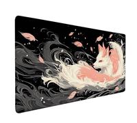Desk Mat Large 800x400mm, Black Gaming Mouse Pad Fox Desk Mat with 3MM Stitched Edges, Non-Slip Rubber Base Mousepad Home Decor for PC, Laptop, Gaming, Office and Home, Gifts for Women -bby2509BB