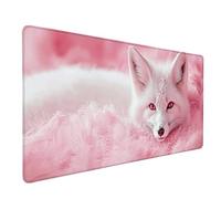 Desk Mat Large 800x400mm, Fox Gaming Mouse Pad Pink Desk Mat with 3MM Stitched Edges, Non-Slip Rubber Base Mousepad Desk Decor for PC, Laptop, Gaming, Office and Home, Gifts for Women -lsy26037P