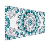 Desk Mat Large 800x400mm, Mandala Gaming Mouse Pad Blue Desk Mat with 3MM Stitched Edges, Non-Slip Rubber Base Mousepad Desk Decor for PC, Laptop, Gaming, Office and Home, Gifts for Women -lsy26037S