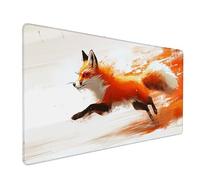 Desk Mat Large 800x400mm, Orange Color Gaming Mouse Pad Fox Desk Mat with 3MM Stitched Edges, Non-Slip Rubber Base Mousepad Home Decor for PC, Laptop, Gaming, Office and Home, Gifts -bby2509EN