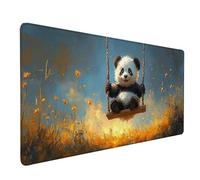 Desk Mat Large 800x400mm, Panda Gaming Mouse Pad Yellow Desk Mat with 3MM Stitched Edges, Non-Slip Rubber Base Mousepad Desk Decor for PC, Laptop, Gaming, Office and Home, Gifts for Women -lsy26038I