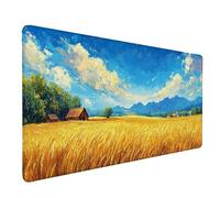 Desk Mat Large 800x400mm, Yellow Gaming Mouse Pad Wheat Field Desk Mat with 3MM Stitched Edges, Non-Slip Rubber Base Mousepad Desk Decor for PC, Laptop, Gaming, Office and Home, Gifts -lsy26033X
