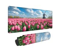 Desk Mat Large 800x400x3mm, Flowers Gaming Mouse Pad Windmill Desk Mat with 3MM Stitched Edges, Non-Slip Rubber Base Mousepad Desk Decor for PC, Laptop, Gaming, Office and Home, Gifts -hjw26019T