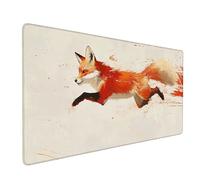 Desk Mat Large 800x400x3mm, Red Gaming Mouse Pad Fox Desk Mat with 3MM Stitched Edges, Non-Slip Rubber Base Mousepad Home Decor for PC, Laptop, Gaming, Office and Home, Gifts for Women -bby250963