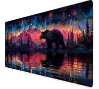 Desk Mat Large 80x30cm, Black Gaming Mouse Pad Bear Desk Mat with 3MM Stitched Edges, Non-Slip Rubber Base Mousepad Office Decor for PC, Laptop, Gaming, Office and Home, Gifts for Women -yym250940