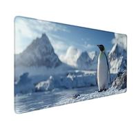 Desk Mat Large 80x30cm, Penguin Gaming Mouse Pad White Desk Mat with 3MM Stitched Edges, Non-Slip Rubber Base Mousepad Desk Decor for PC, Laptop, Gaming, Office and Home, Gifts for Women -lsy2603UE