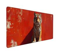Desk Mat Large 80x30cm, Red Gaming Mouse Pad Tiger Desk Mat with 3MM Stitched Edges, Non-Slip Rubber Base Mousepad Home Decor for PC, Laptop, Gaming, Office and Home, Gifts for Women -bby250973