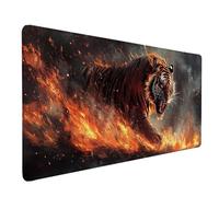Desk Mat Large 80x30cm, Tiger Gaming Mouse Pad Red Desk Mat with 3MM Stitched Edges, Non-Slip Rubber Base Mousepad Desk Decor for PC, Laptop, Gaming, Office and Home, Gifts for Women -lsy260398