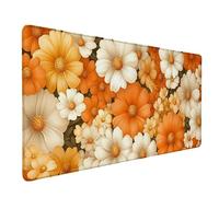 Desk Mat Large 80x30cm, Yellow Gaming Mouse Pad Flowers Desk Mat with 3MM Stitched Edges, Non-Slip Rubber Base Mousepad Desk Decor for PC, Laptop, Gaming, Office and Home, Gifts for Women -lsy2603CS