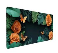 Desk Mat Large 80x30cm, Yellow Gaming Mouse Pad Rose Desk Mat with 3MM Stitched Edges, Non-Slip Rubber Base Mousepad Home Decor for PC, Laptop, Gaming, Office and Home, Gifts for Women -bby25096D