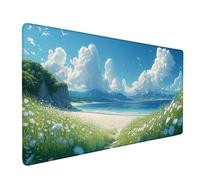 Desk Mat Large 80x40cm, Green Gaming Mouse Pad Beach Desk Mat with 3MM Stitched Edges, Non-Slip Rubber Base Mousepad Home Decor for PC, Laptop, Gaming, Office and Home, Gifts for Women -bby2509H4