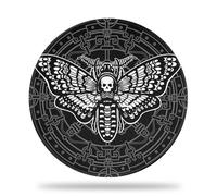 Desk Mat, Moth Dead Head Symbol Round Gaming Mouse Pad, Death's Head Moth Mouse Pad With Non-Slip Base and Stitched Edge, Computer Keyboard Mouse Mat for Home Office Work