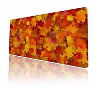 Desk Mat Orange Autumn Falling Maple Leaves Desk Pad Large Mouse Pad Gaming Mousepad Extended XXL Keyboard Pad 35.4 x 15.7 in Laptop Computer Mouse Keyboard Mat for Office Decor