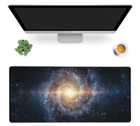 Desk Mat,Spiral Galaxy and Stars Gaming Mouse Pad,XXL Extended Mouse Pad Mat for Office,Computer,Keyboard with Non-Slip Base Stitched Eges Mousepad 35.4x15.75 inch