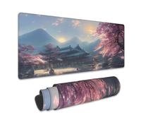 Desk Mat, Spring Cherry Blossoms Extended Gaming Mouse Pad Large, Fantastic Shrine Desk Mat with Non-Slip Base and Stitched Edge, Long Computer Keyboard Mouse Mat for Home Office Work 31.5"x11.8"