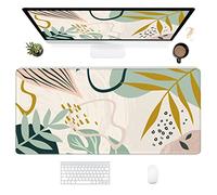 Desk Mat,Tropical Leaves Summer Plants Extended Gaming Mouse Pad for Office Work & Game,Computer Keyboard Mouse Mat Desk Non-Slip Rubber Base Large Mousepad with Stitched Edges, 31.5x15.7inch