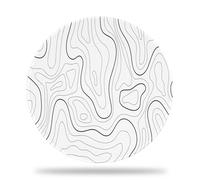 Desk Mat, White Topographic Contour Map Gaming Mouse Pad, Round with Non-Slip Base and Stitched Edge, Computer Keyboard Mouse Mat for Home Office Work