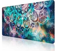 Desk Mat, XXL Large Gaming Mouse Pad, Anti-Slip Rubber Base Mousepad with Stitched Edges, Keyboard Mouse Mat Big Desk Pad for Work, Game, Office, Home,35.4x15.7 inch Mandala Art