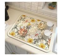 Desk Mats Large Kitchen Absorbent Mat Coffee Dish Draining Drying Bathroom Drain Pad Faucet Placemat(Eden Garden,20x30cm)
