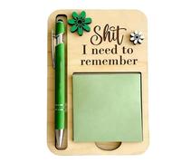 Desk Memo Set, The Shit I Need to Remember Sticky Note Holder, Notepad Holder and Pen Set for Desk, Perfect Gag Gift for Forgetful Coworkers & Friends (Green)
