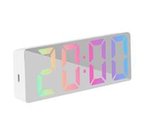 Desk Mirror Clock, LED Mirror Alarm Clock - LED Mirrored Luminous Electronic Clock with Large Display | Quiet Modern Alarm Clocks with Date and Temperature, Table Ornaments for Bedroom, Living Room