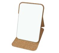 Desk Mirror, Folding Tabletop Reflector, Travel Makeup Mirror, Eco-Friendly Cork Material, Compact Lightweight Design, Dorm Bathroom Agency Camping Hotel Use, 5x5x0.35 Inches Brown 1 Piece
