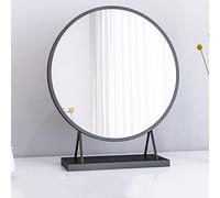 Desk mirror, table mirror, desktop vanity mirror, round mirror vanity mirror, bathroom dormitory vanity mirror, stand-alone high-definition mirror free-standing shaving vanity mirror (color: black)