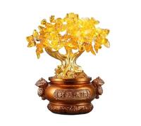 Desk Money Crystal Tree, Gem Beads Chakra, Office Desk Decor Spiritual Ornament Decor(Yellow)