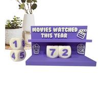 Desk Movie Tracker, Movies Watched This Year, Reusable 3D Printed Cinema Counter With Interchangeable Number, Film Watched Counter Display Sign, For Film Buffs Movie Lovers