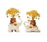 Desk New Chinese Style Crystal Money Tree Pair of Elephant Ornaments for Wealth Attraction | Decor | Feng Shui Lucky Figurines Decor