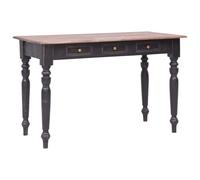 Desk Old Brown Solid Mahogany 117x57x75cm 3 Drawers Distressed French Vintage XL