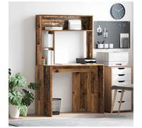 Desk Old Wood 91x50x149cm Engineered Wood Compact Study Table with 2 Shelves DIY