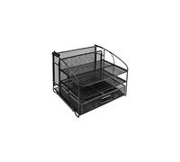 Desk Organiser 3 Tray wSliding Drawer and Hanging File Holder Black