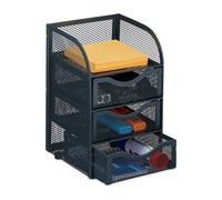 Desk Organiser 4 Compartments Drawers Mesh Design Metal Grey