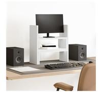 Desk Organiser Adjustable White Engineered Wood 40x17x41 cm Corner Shelf for PC