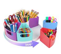 Desk Organiser for children Slots Rotating Art Supply Caddy, Spin Pencil/Pen Holder for Home School Classroom