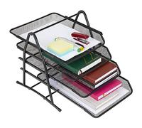 Desk Organiser Mesh 4 Tier Desk Storage Organiser Filing Letters Paperwork Office Accessories Desk Tray for Work - Sliding Trays Home Office Stationery Supplies