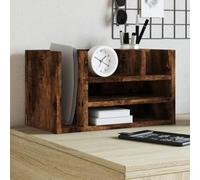 Desk Organiser Smoked Oak Wood Material 44.5 x 24 x 25 cm with 6 Compartments for Office Supplies, Storage and Organiser System, Space-Saving Stackable for Documents, Pen Holder, Note Box