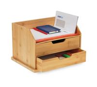 Desk organiser Writing Utensil Holder 2 Drawers Natural Finish Bamboo Organiser